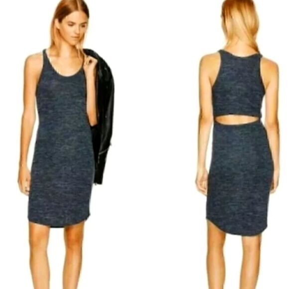 EUC Aritzia Wilfred Free S Heather Grey Cutout Back Stretch Dress - Picture 1 of 4